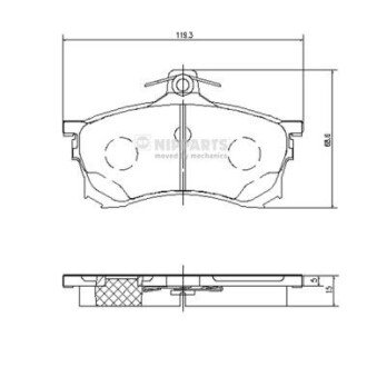 Передні тормозні (гальмівні) колодки nipparts J3605037 на Митсубиси Carisma