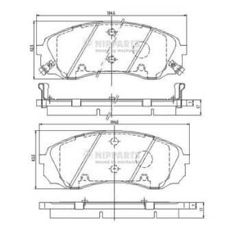 Передні тормозні (гальмівні) колодки nipparts N3600329 на Киа Карнивал