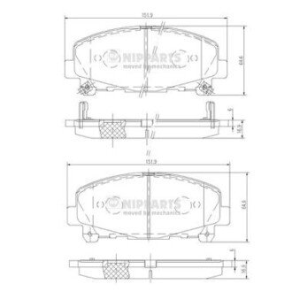 Передние тормозные колодки nipparts N3604069 на Хонда Аккорд 8