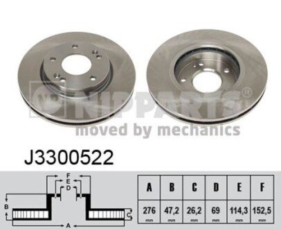 Передний тормозной диск nipparts J3300522