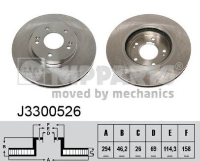 Передній гальмівний (тормозний) диск nipparts J3300526