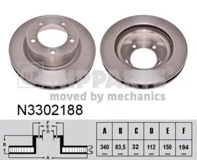 Передній гальмівний (тормозний) диск Nipparts N3302188