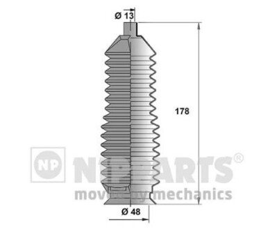 Пильовик рульового механізму nipparts J2843004 на Мазда 626