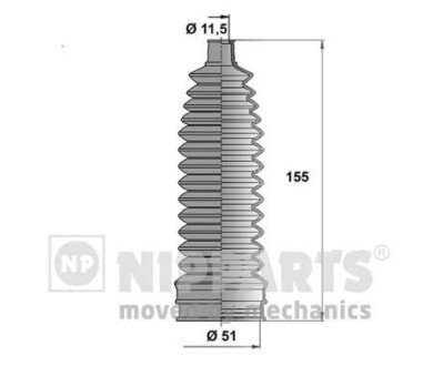 Пыльник рулевой рейки nipparts N2841035 на Ниссан Micra к12