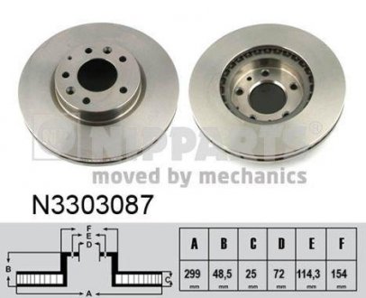 Вентилируемый тормозной диск nipparts N3303087