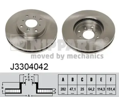 Тормозной диск nipparts J3304042 Хонда Аккорд 6