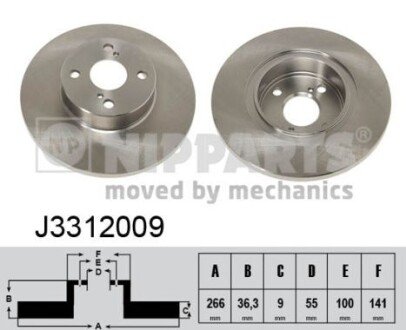 Задний тормозной диск nipparts J3312009 на Тойота Королла е110