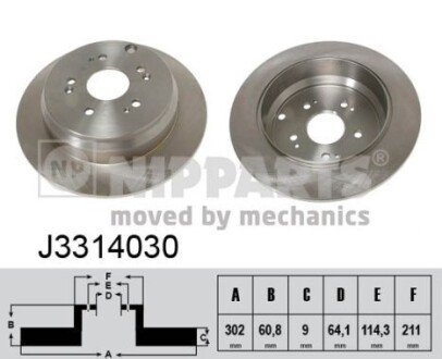 Задний тормозной диск nipparts J3314030