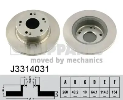 Задній гальмівний (тормозний) диск Nipparts J3314031