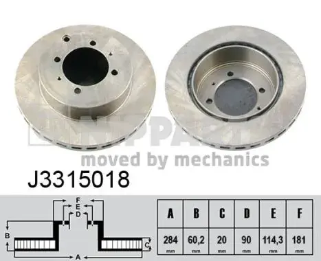 Вентилируемый тормозной диск nipparts J3315018