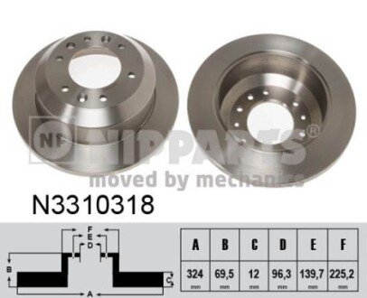 Тормозной диск nipparts N3310318 на Киа Карнивал