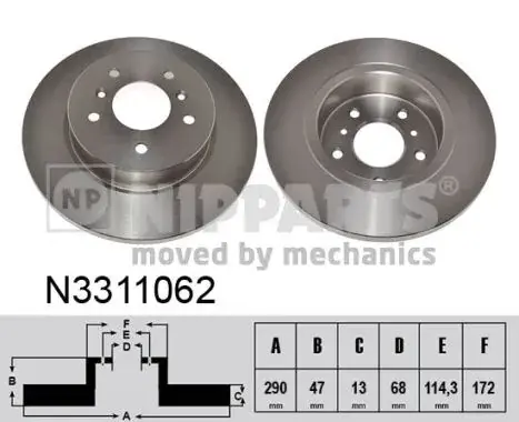 Задній гальмівний (тормозний) диск Nipparts N3311062 (фото 1)