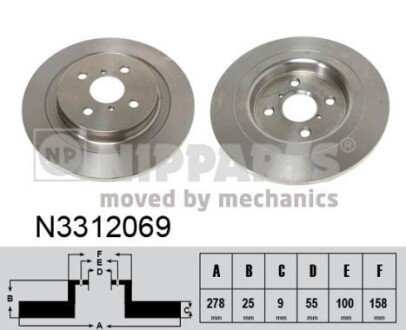 Задний тормозной диск nipparts N3312069