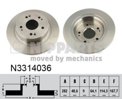 Тормозной диск nipparts N3314036 на Хонда Аккорд 8