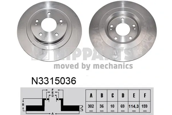 Задний тормозной диск nipparts N3315036