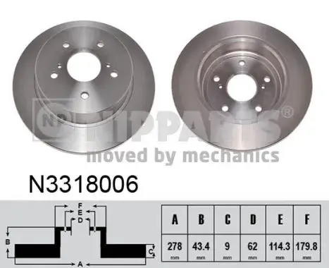 Задній гальмівний (тормозний) диск Nipparts N3318006 (фото 1)