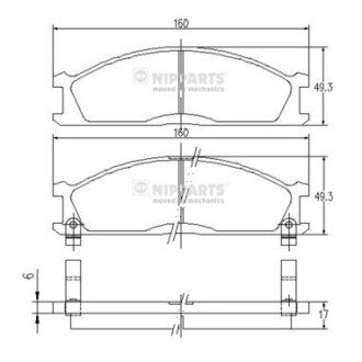 Передние тормозные колодки nipparts J3601037