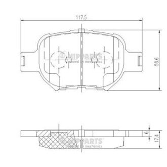 Передні тормозні (гальмівні) колодки nipparts J3602091 на Тойота Королла е120