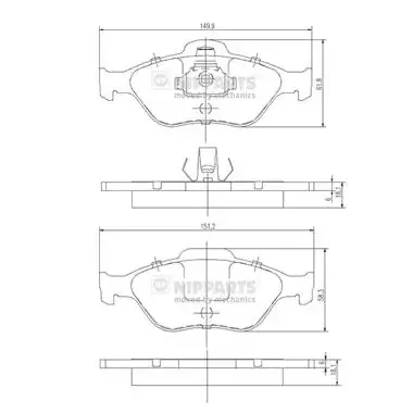 Передние тормозные колодки nipparts J3603065