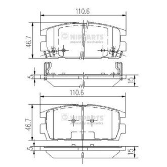 Задні тормозні (гальмівні) колодки nipparts J3610511 на Хендай Sonata lf