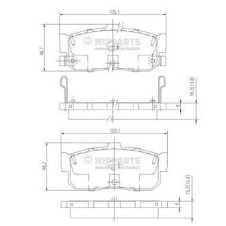 Задні тормозні (гальмівні) колодки nipparts J3611034