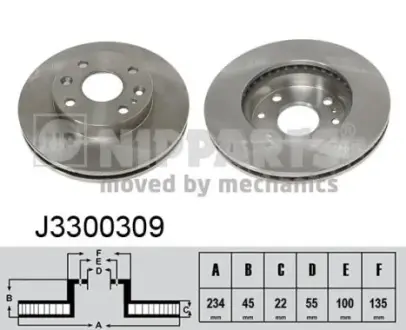 Вентильований гальмівний диск Nipparts J3300309