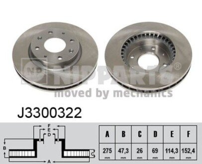 Вентильований гальмівний диск nipparts J3300322