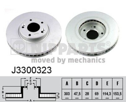 Вентильований гальмівний диск nipparts J3300323