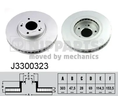 Вентильований гальмівний диск Nipparts J3300323
