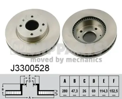 Вентильований гальмівний диск Nipparts J3300528