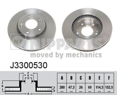 Вентильований гальмівний диск nipparts J3300530