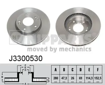Вентильований гальмівний диск Nipparts J3300530