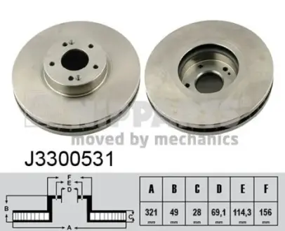 Вентильований гальмівний диск Nipparts J3300531