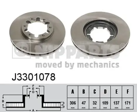 Вентилируемый тормозной диск nipparts J3301078