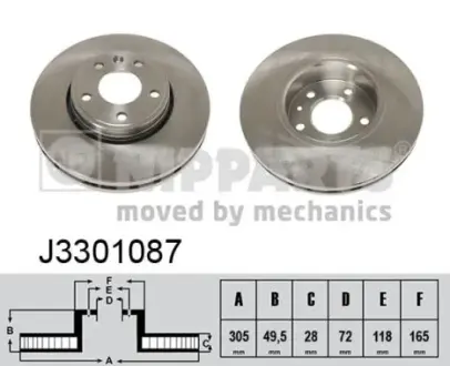 Вентильований гальмівний диск Nipparts J3301087