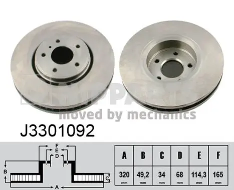 Вентилируемый тормозной диск nipparts J3301092