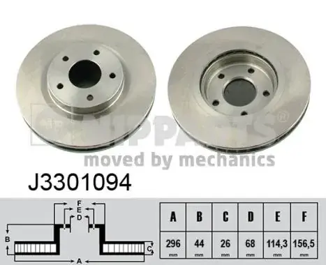 Вентилируемый тормозной диск nipparts J3301094