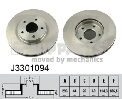 Вентильований гальмівний диск Nipparts J3301094