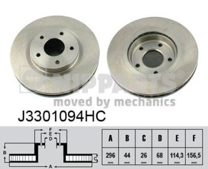 Вентилируемый тормозной диск nipparts J3301094HC на Ниссан Qashqai j10