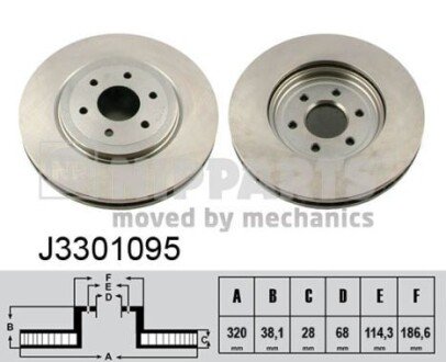 Вентилируемый тормозной диск nipparts J3301095