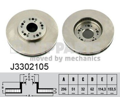 Вентильований гальмівний диск nipparts J3302105