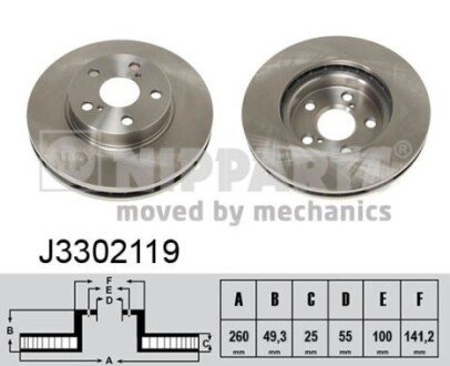 Вентильований гальмівний диск nipparts J3302119