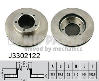 Вентильований гальмівний диск nipparts J3302122