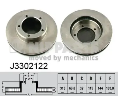 Вентильований гальмівний диск Nipparts J3302122