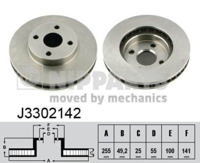 Вентилируемый тормозной диск nipparts J3302142