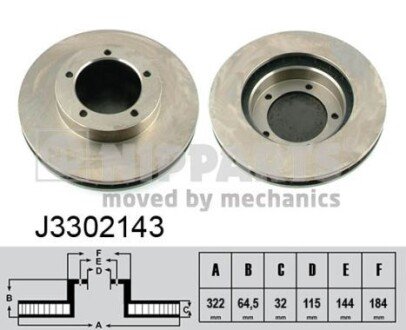 Вентильований гальмівний диск nipparts J3302143