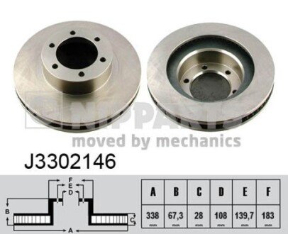 Вентильований гальмівний диск nipparts J3302146