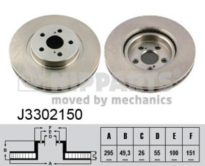 Вентильований гальмівний диск nipparts J3302150