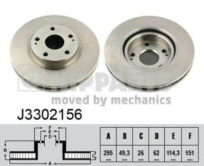 Вентилируемый тормозной диск nipparts J3302156