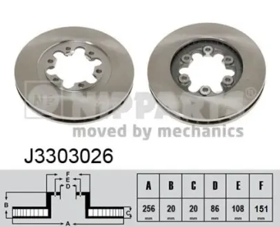 Вентильований гальмівний диск Nipparts J3303026